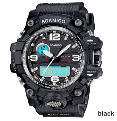 BOAMIGO ブランド メンズ スポーツウォッチ デュアルディスプレイ アナログ デジタル LED 電子クォーツウォッチ 50M 防水 水泳用ウォッチ F5100
