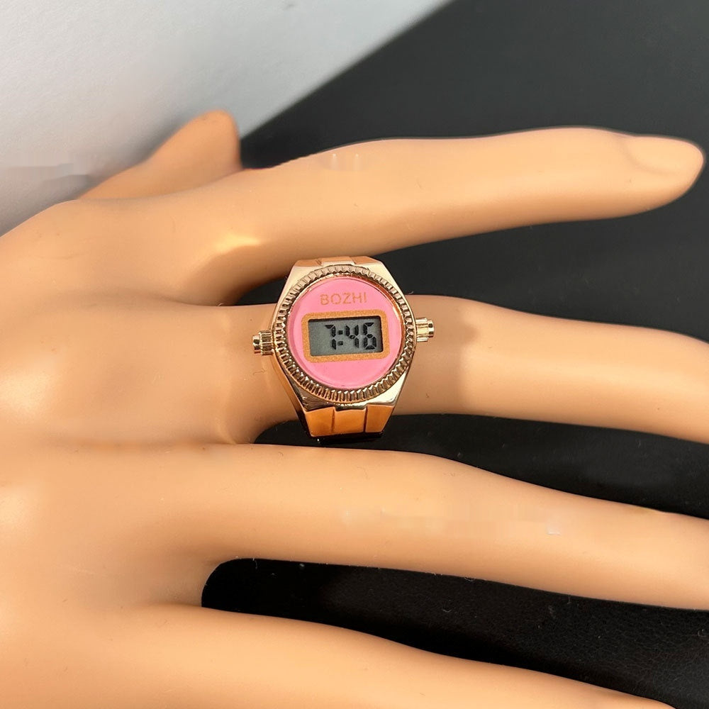Reloj electrónico de moda para mujer, mini reloj con anillo
