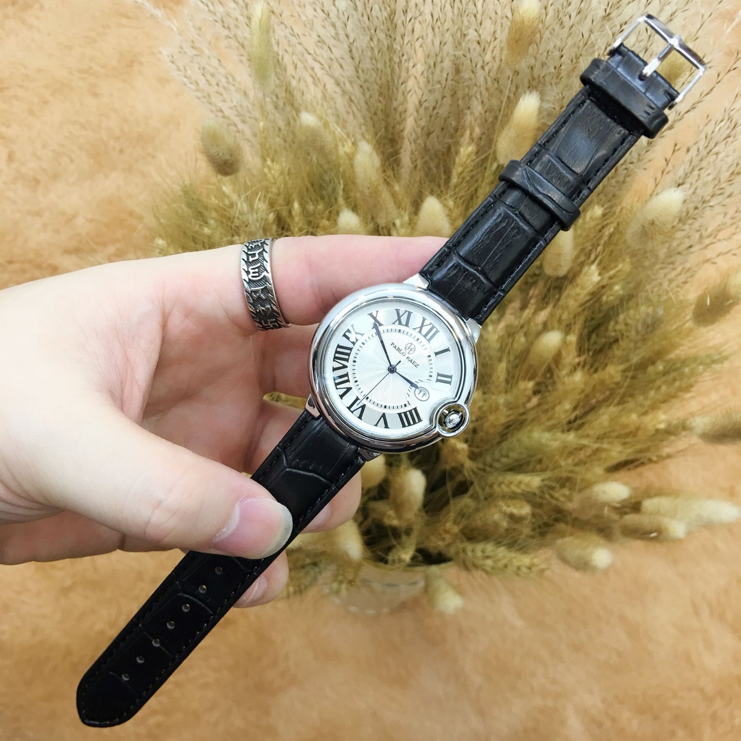 メンズファッションスチールバンドウォッチクォーツストラップ