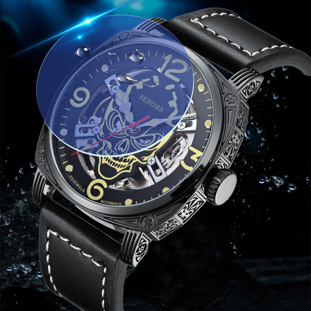 Reloj mecánico de calavera súper luminoso mejorado