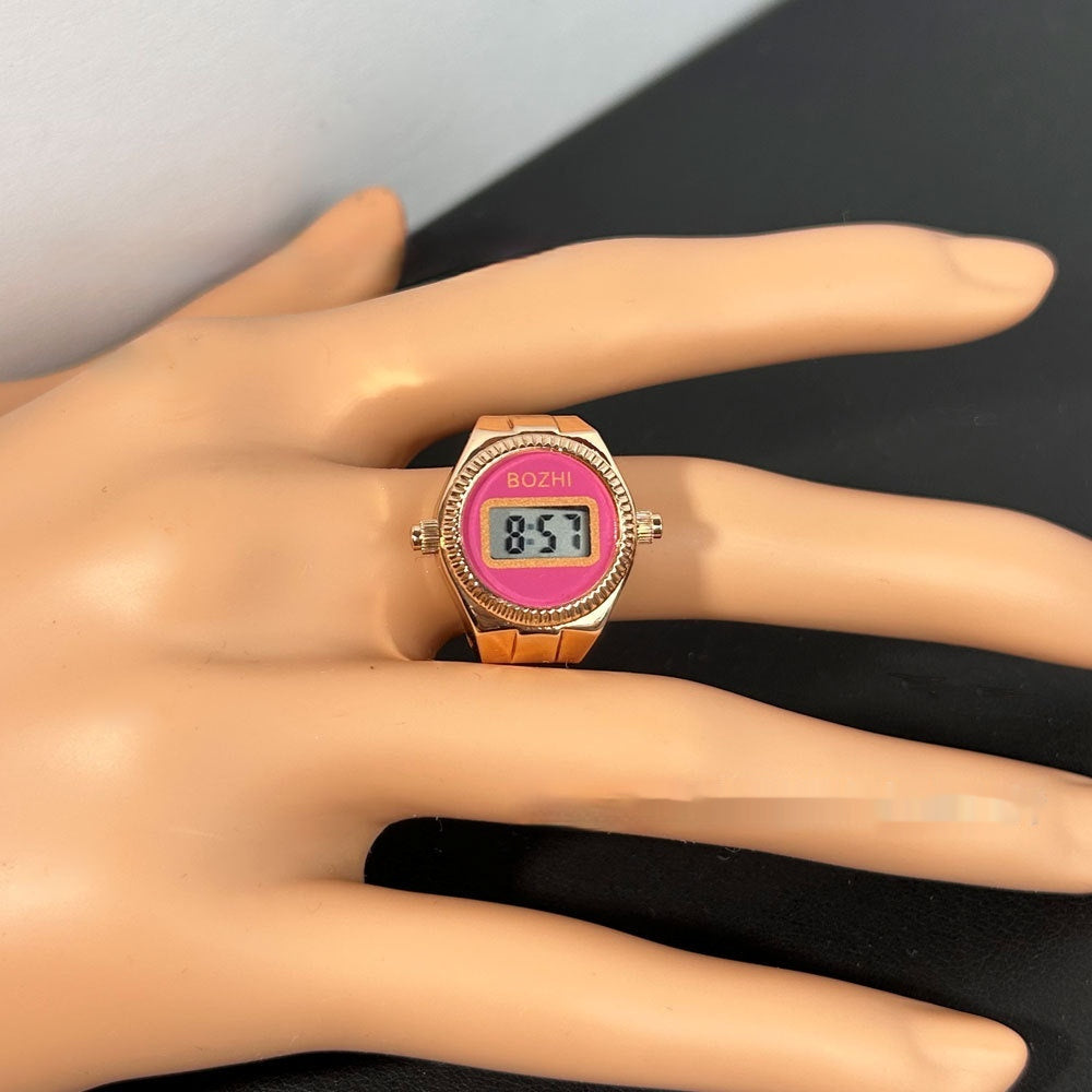 Reloj electrónico de moda para mujer, mini reloj con anillo