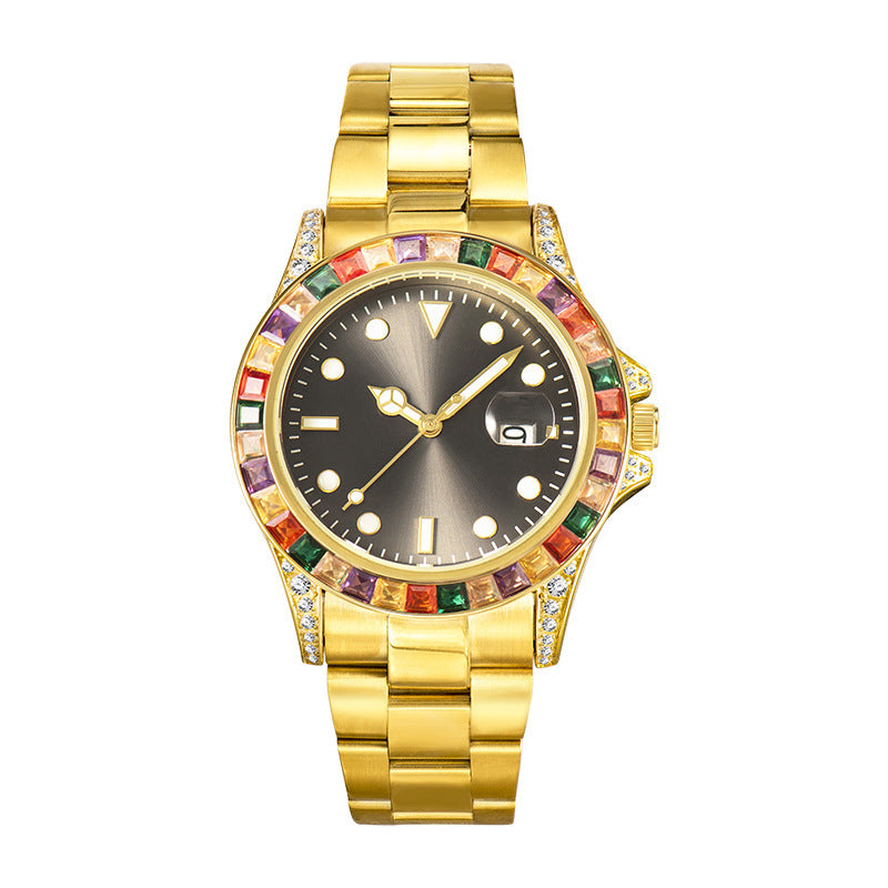 Men's Fashion Diamond-set Stainless Steel Luminous Watch