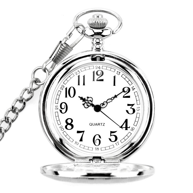Reloj de bolsillo hueco con tapa estilo retro para mujer