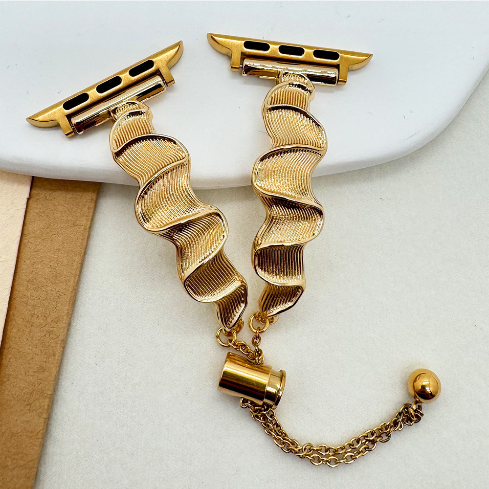 Pulsera de seda con forma de Z y patrón de ondas para reloj