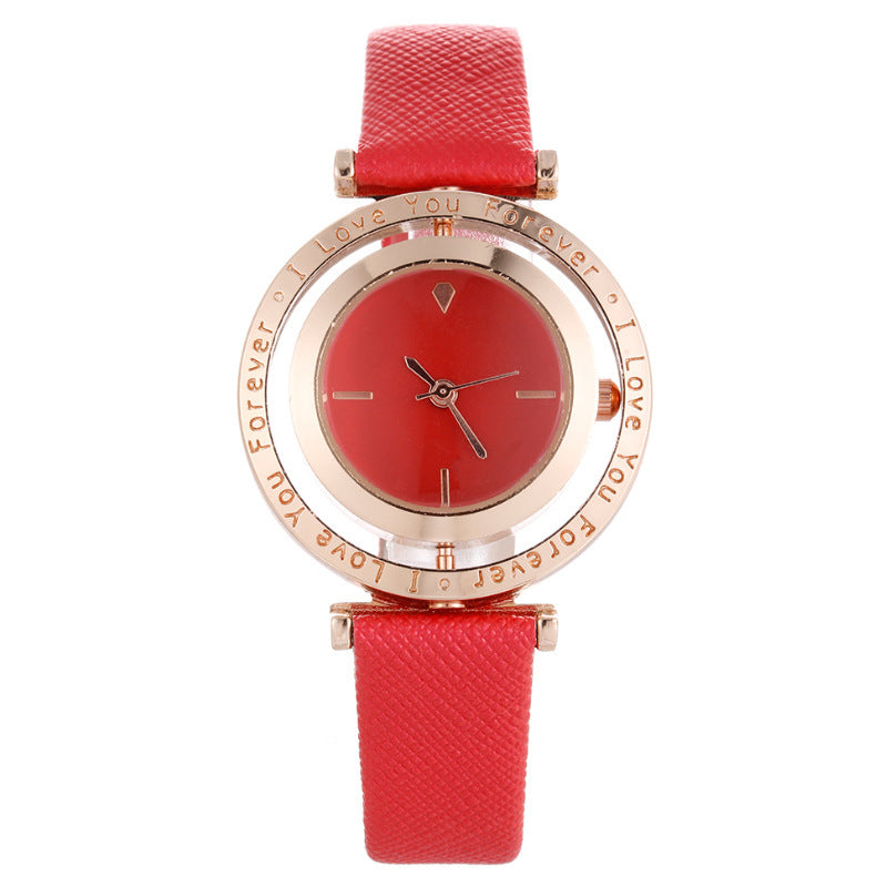 Reloj de cuarzo con esfera giratoria de moda para mujer