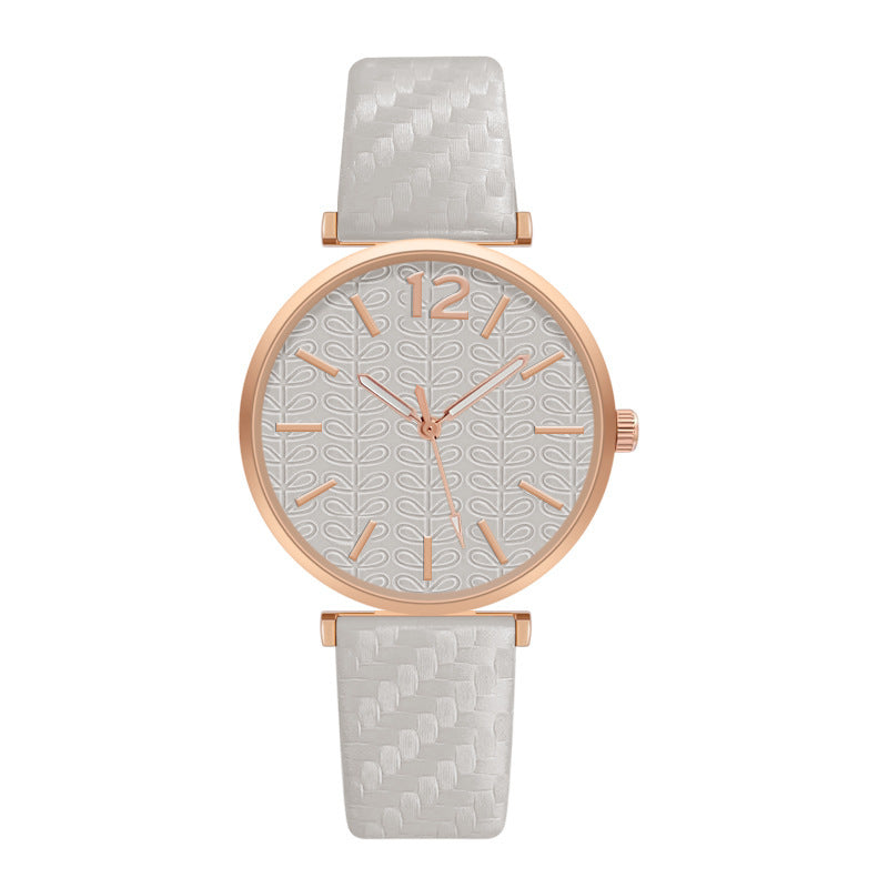 Ladies New Belt Watch Gold Shell Acupuncture Needle Casual Fashion Quartz Watch