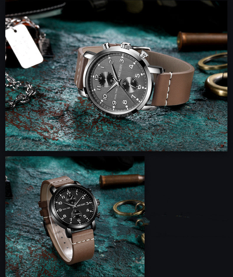 New Men's Five-hand Sports Running Second Disc Steel Band Quartz Sports Watch