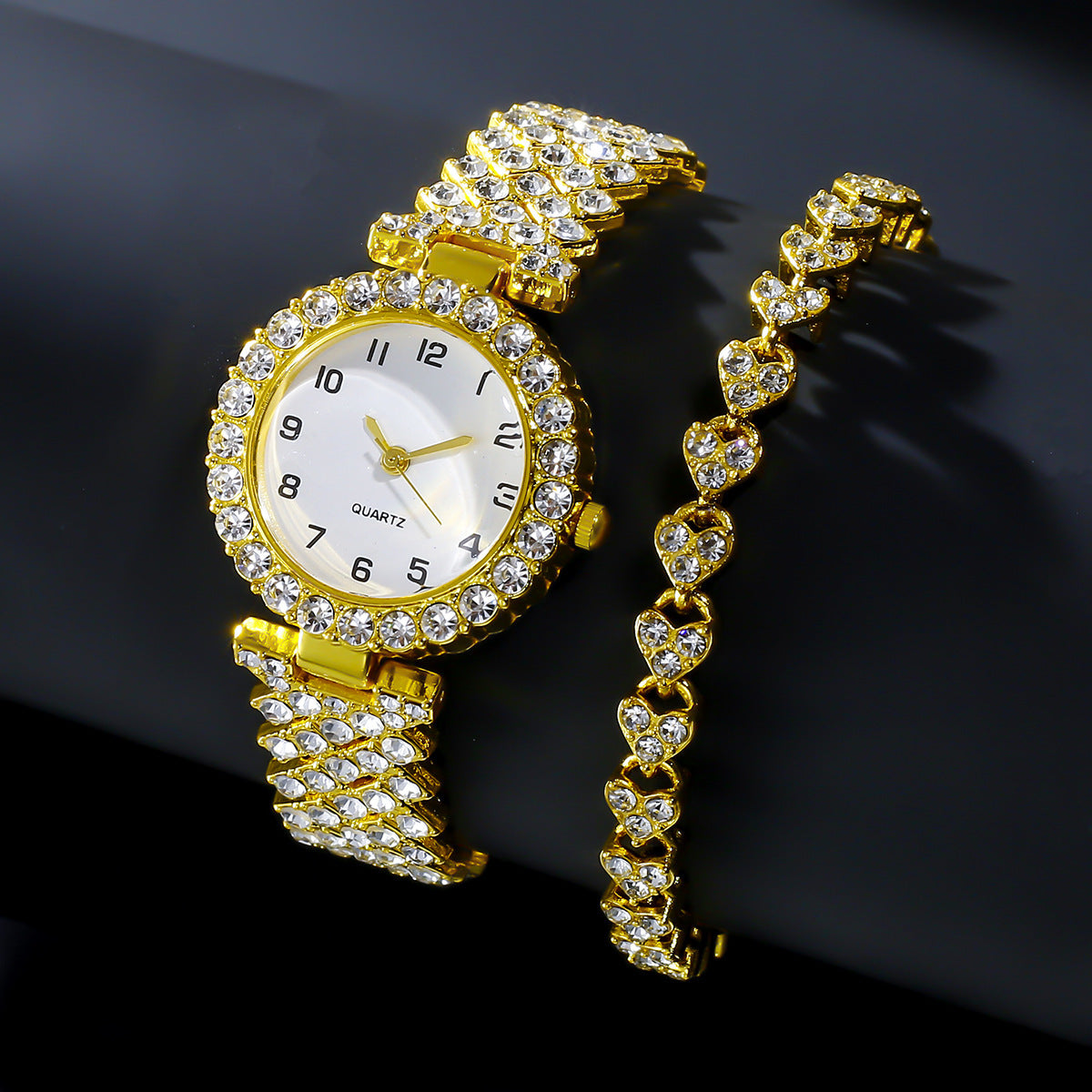 Reloj de pulsera con diamantes y números de moda para mujer