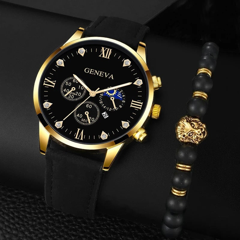 Reloj de cuarzo con correa de moda y pulsera.