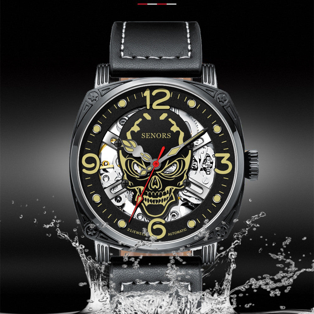 Reloj mecánico de calavera súper luminoso mejorado