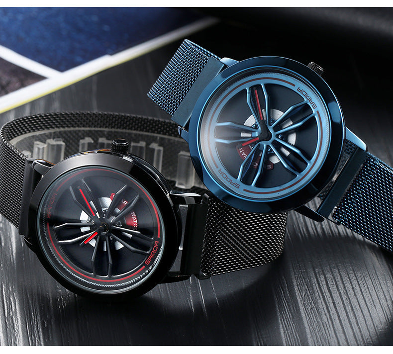 Sanda car wheel quartz watch