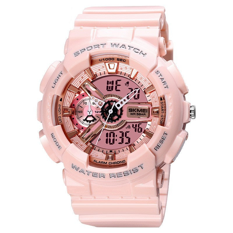 Reloj electrónico clásico deportivo de moda en oro negro con doble pantalla para estudiantes, reloj para adolescentes, niños y niñas