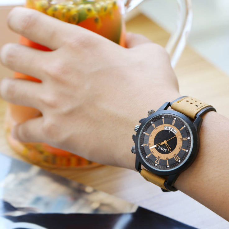 Reloj deportivo de cuarzo para hombre, con correa de moda y calendario