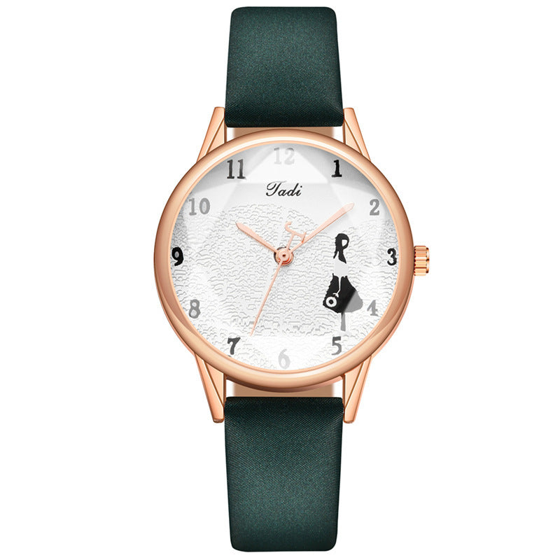 Reloj de cuarzo para mujer con diseño de niña creativa y minimalista