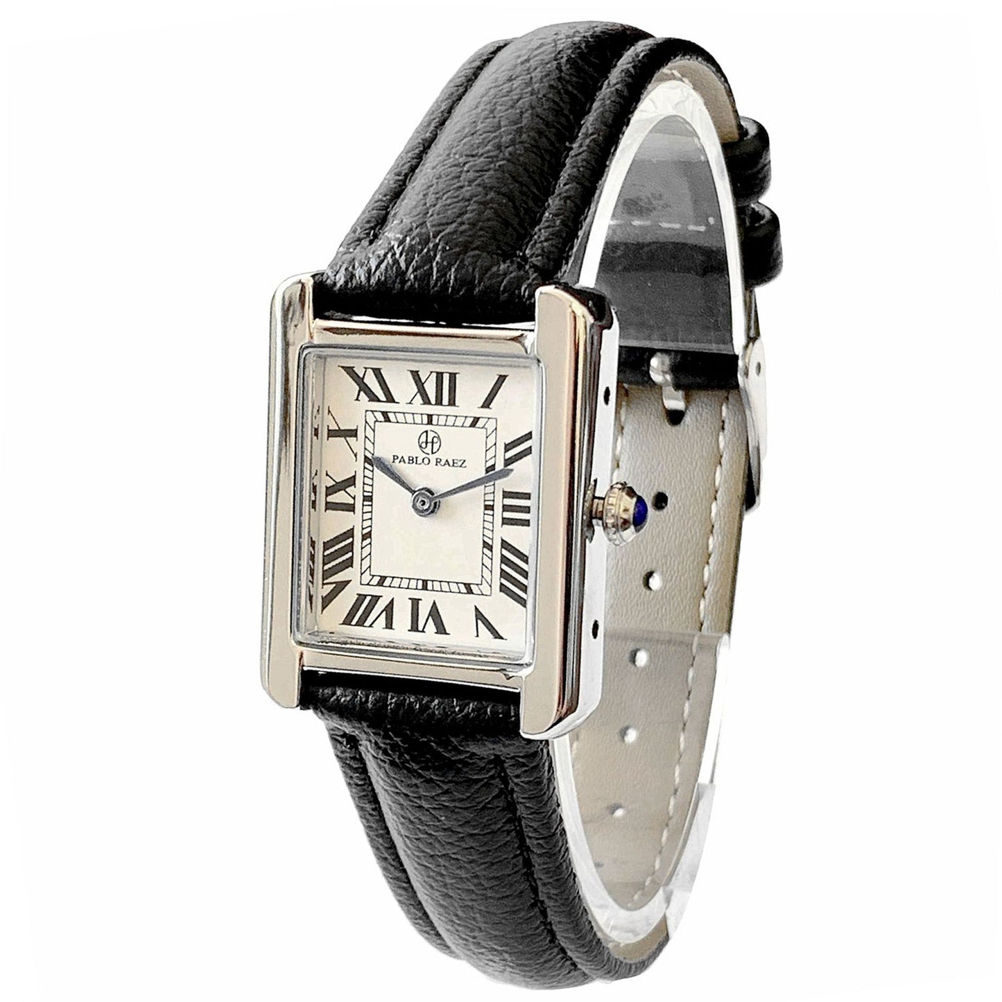 Reloj de cuarzo con correa y esfera rectangular para mujer con escala romana