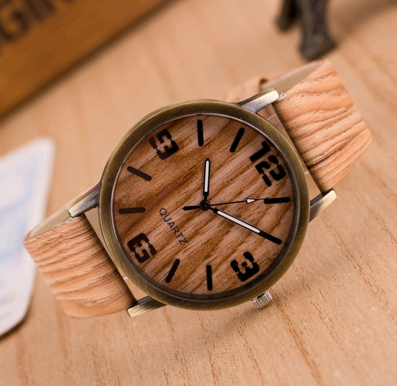 Reloj de madera de moda con cuatro figuras para hombres y mujeres, reloj de madera popular