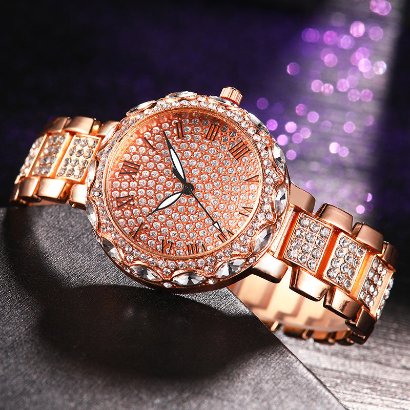 Nuevo reloj dorado Sky Star con correa de acero y diamantes para niña