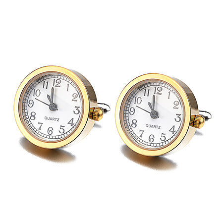 High Quality Men's Copper Plating Clock Round Cufflinks