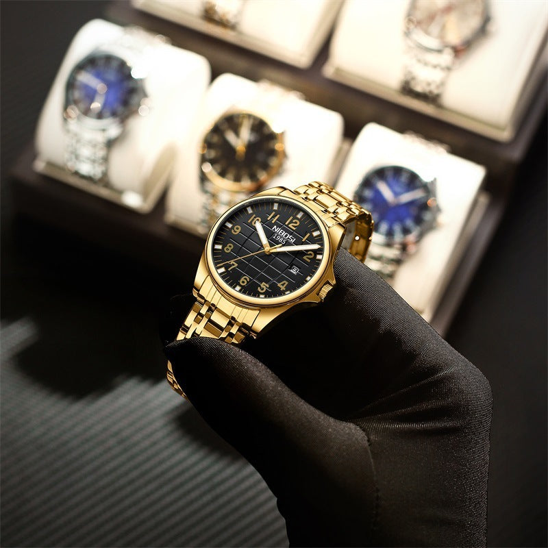 Reloj de acero inoxidable sencillo y moderno para hombre, luminoso, resistente al agua