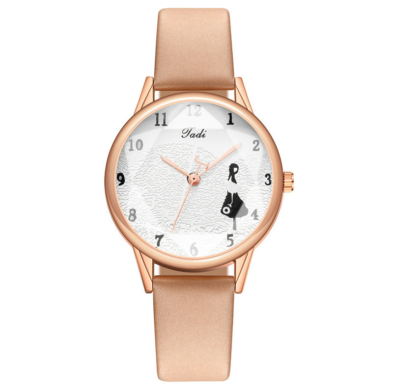Reloj de cuarzo para mujer con diseño de niña creativa y minimalista