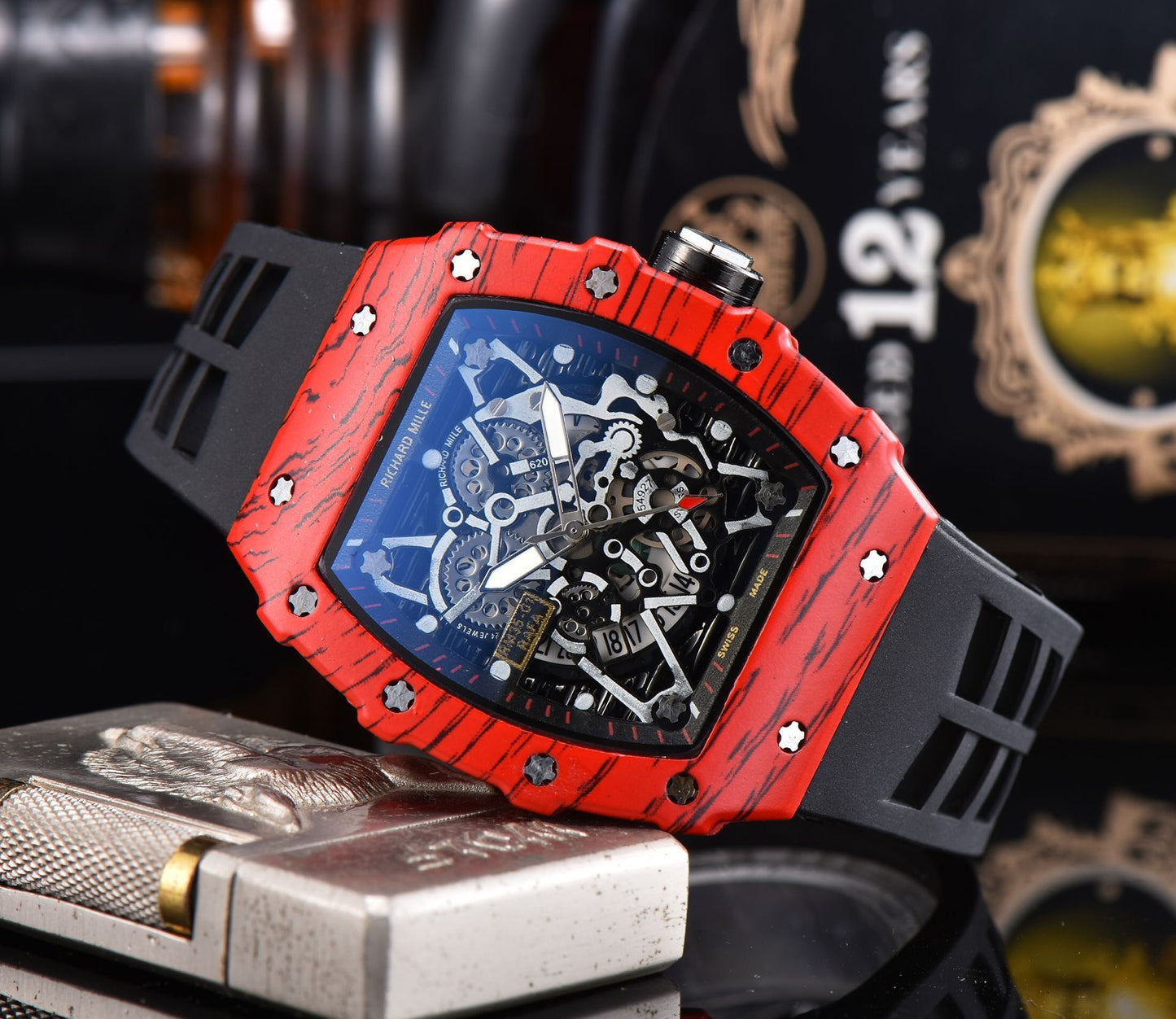 Reloj de cuarzo de silicona con forma de flor hueca