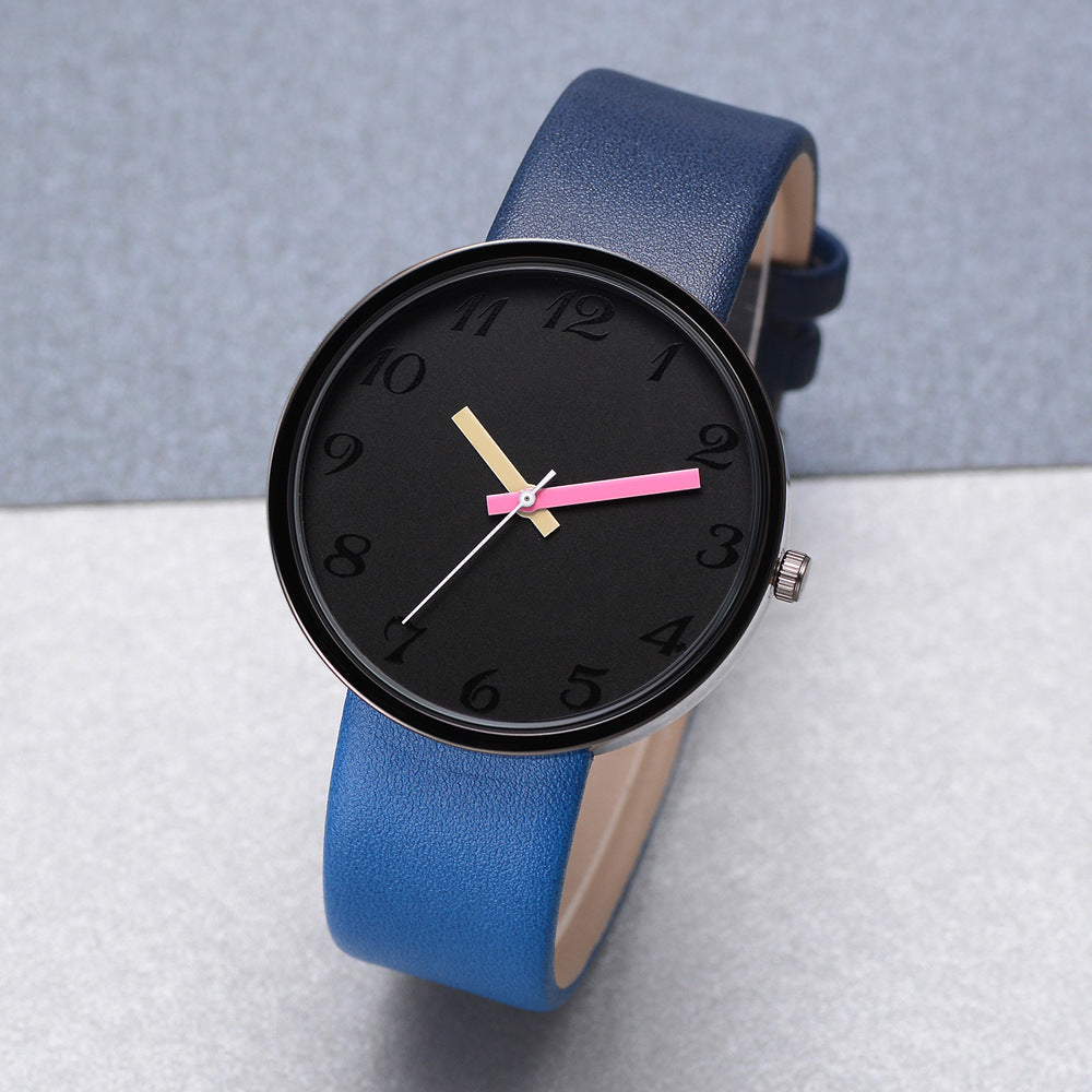 Reloj de mujer Reloj de cuarzo de cuero con contraste gris Relojes de mujer Amantes Reloj de pulsera informal unisex para mujer Reloj femenino