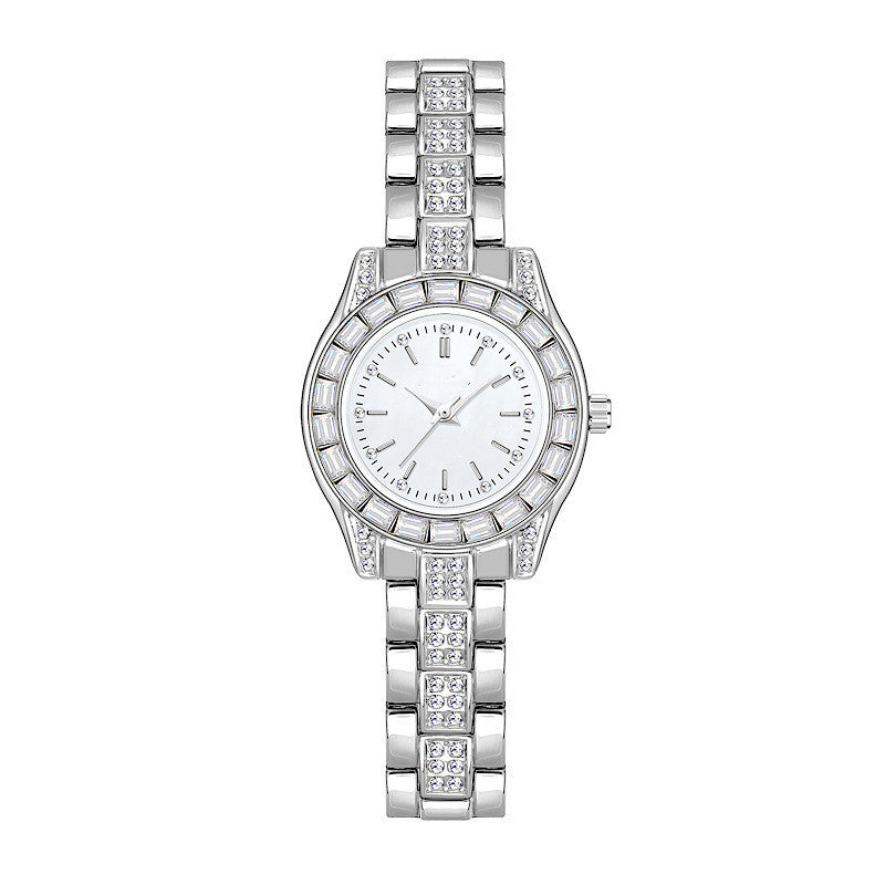 Reloj cuadrado diamante marrón claro lujo nicho
