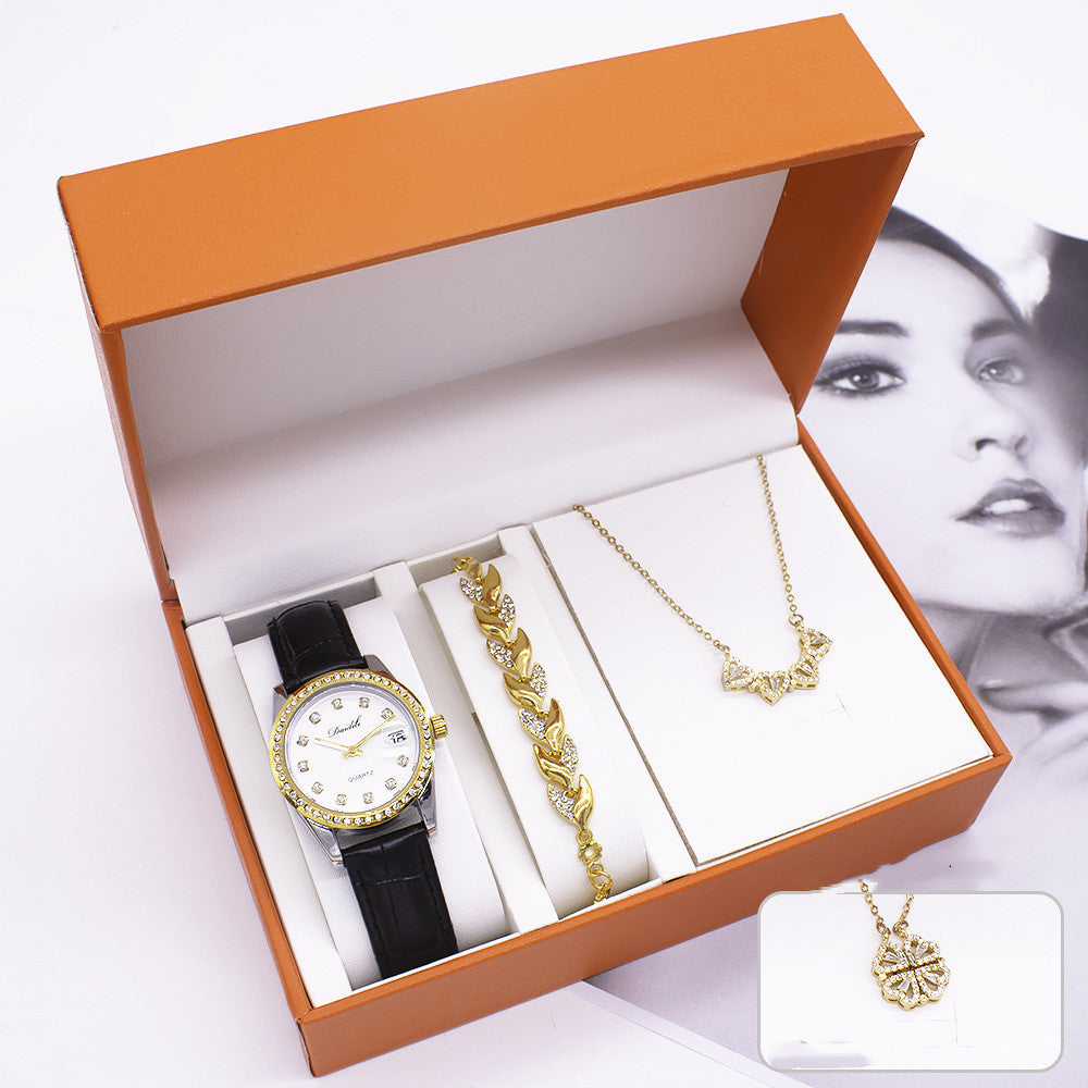 Reloj para mujer, nuevo conjunto de regalo, collar, pulsera, conjunto de tres piezas