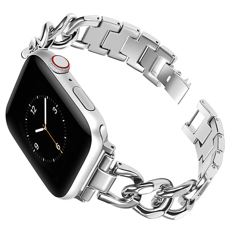 Reloj con cadena vaquera de una sola fila de metal con pequeño incienso
