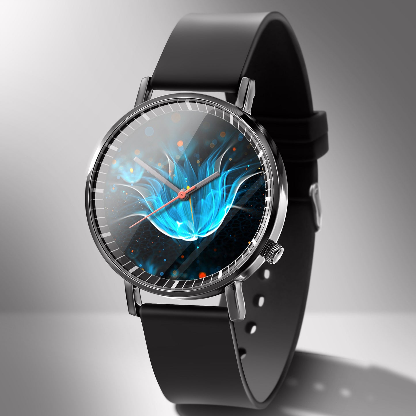 Reloj de negocios de cuarzo blanco con diseño de calavera y cielo estrellado en color