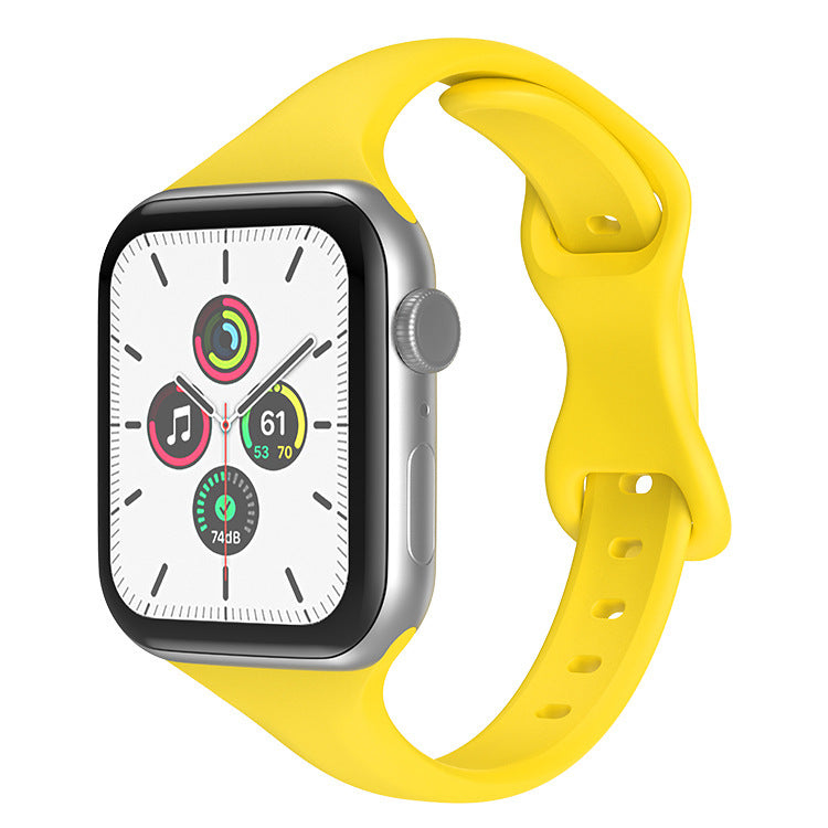 Correa de reloj con hebilla de mariposa y cintura pequeña de silicona de color sólido