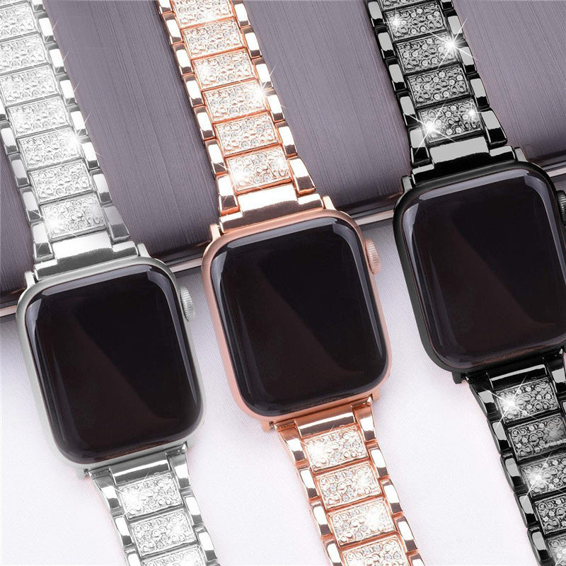 Correa de cadena de joyería para reloj Apple, pulsera Ultra de 49 mm, 40 mm, 44 mm, 42 mm y 38 mm, con diamantes, para iWatch SE 6, 7, 8, 9, 45 mm y 41 mm