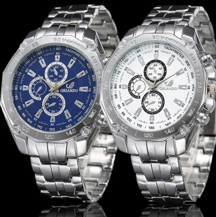 Relojes de acero inoxidable plateados a la moda para hombre, relojes de lujo de primera marca, relojes deportivos para hombre, relojes de pulsera casuales para hombre, reloj masculino