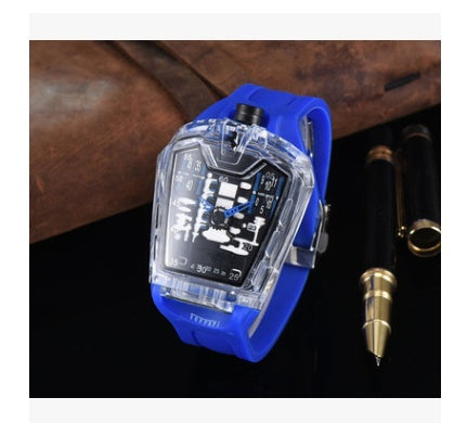 Fashion hollow ghost head silicone belt quartz men's watch imitation mechanical watch