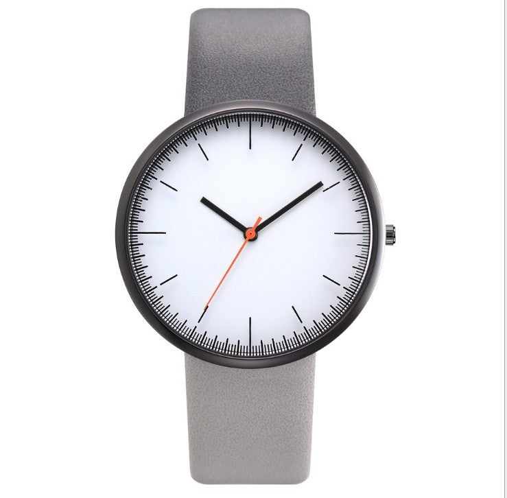 Reloj de mujer Reloj de cuarzo de cuero con contraste gris Relojes de mujer Amantes Reloj de pulsera informal unisex para mujer Reloj femenino