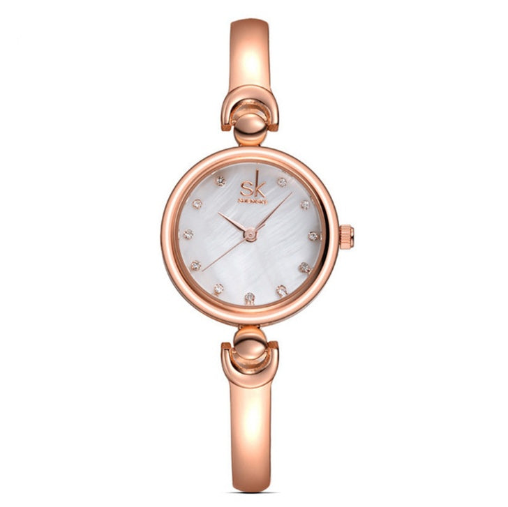Reloj de cuarzo de acero de marca de lujo con diamantes de imitación SK, reloj de moda para mujer, reloj de pulsera para mujer, regalo, reloj de pulsera de oro plateado para mujer