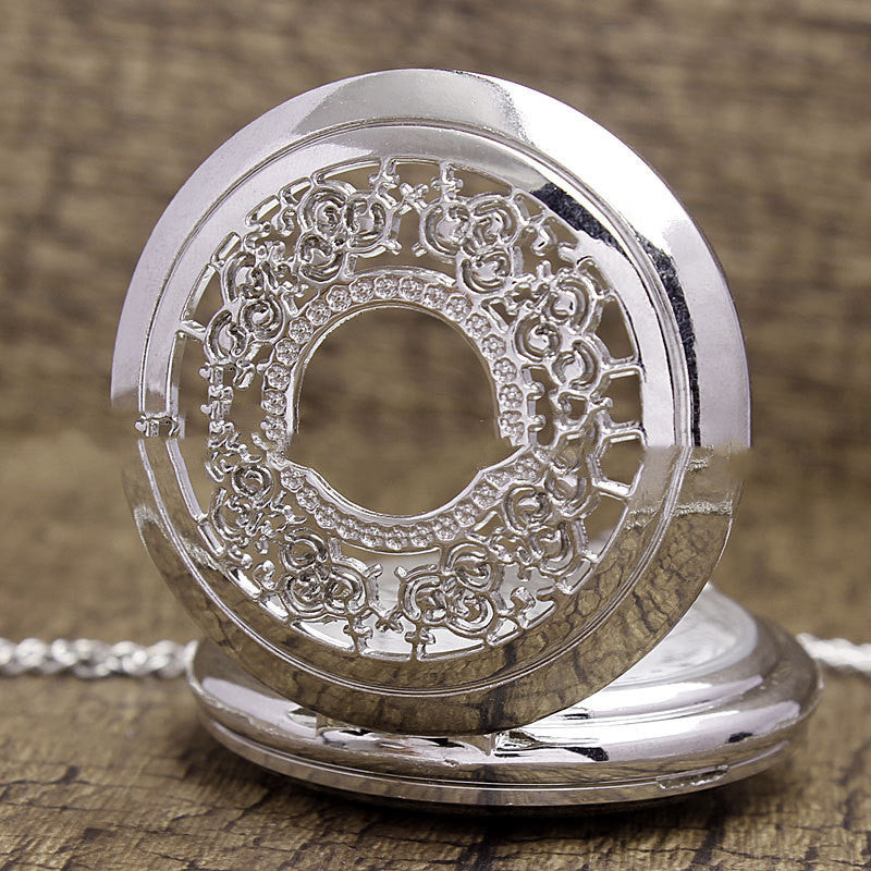 Men's And Women's Fashion Retro Hollow Clamshell Pocket Watch Necklace