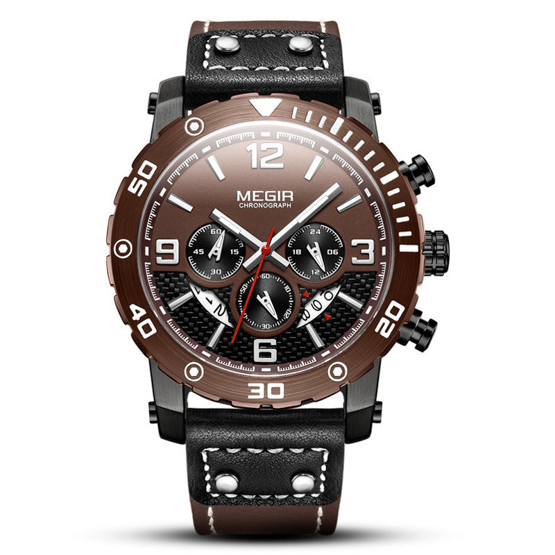 Men's Multifunctional Sports Chronograph Luminous Waterproof Quartz Watch