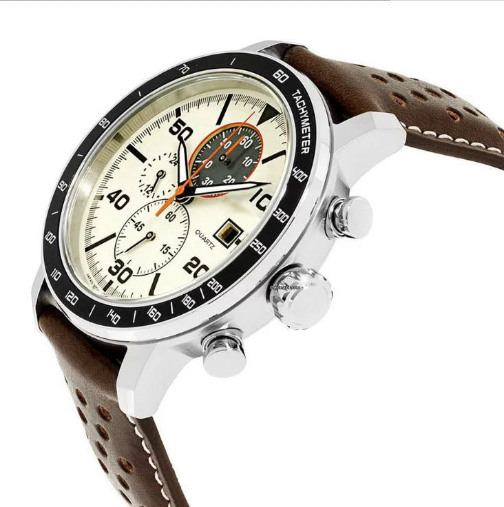 Six Needle City Fashion Business Men's Quartz Belt Watch