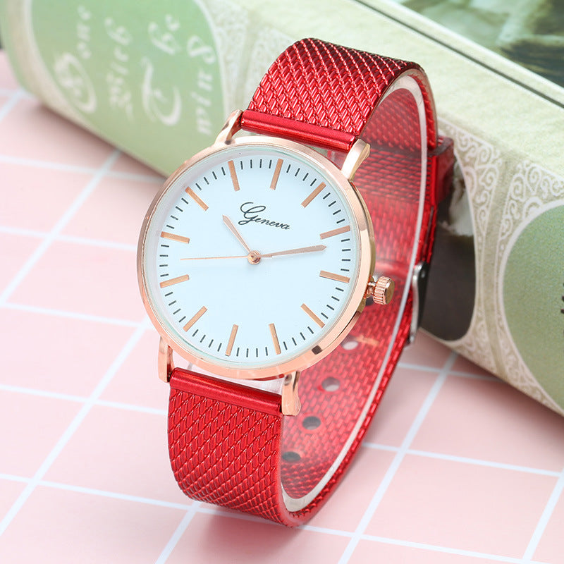 Reloj de Ginebra con esfera y correa de malla, minimalista, fino