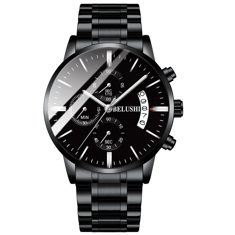 Reloj de alta gama con calendario y temporizador de seis manecillas y tres esferas