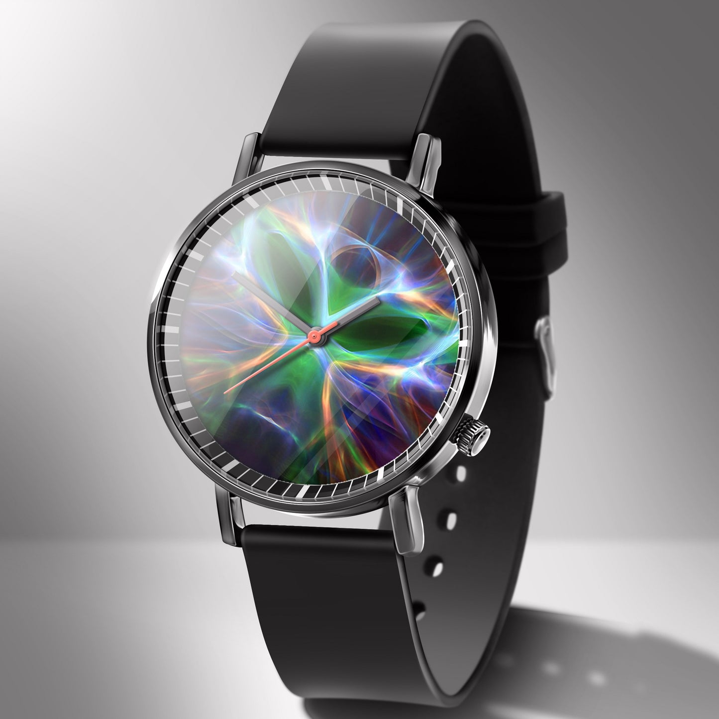 Reloj de negocios de cuarzo blanco con diseño de calavera y cielo estrellado en color