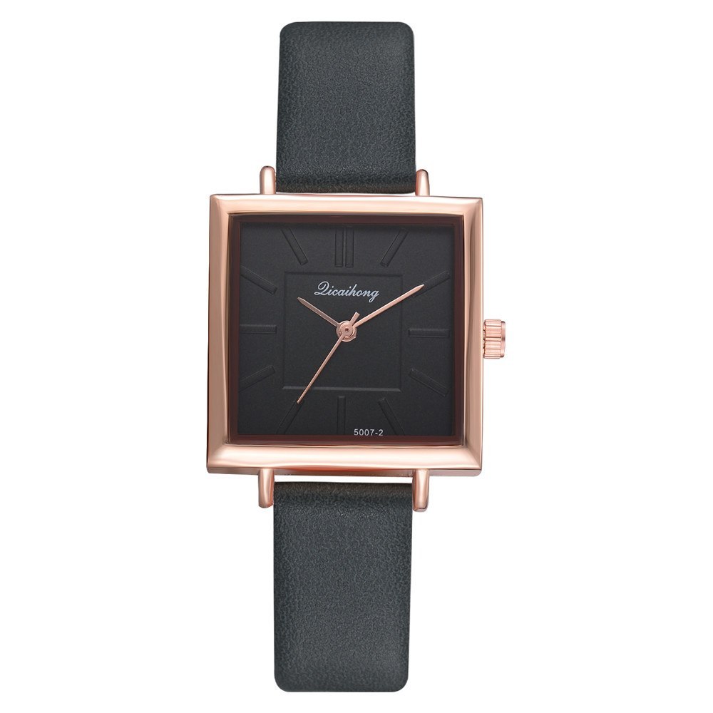 Reloj de pulsera cuadrado para mujer, reloj de pulsera de cuero con cristales, reloj de cuarzo para mujer
