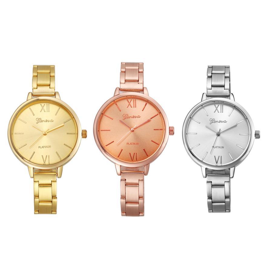 Geneva Fine Strip Steel Alloy Watch Quartz Watch Ladies Watch