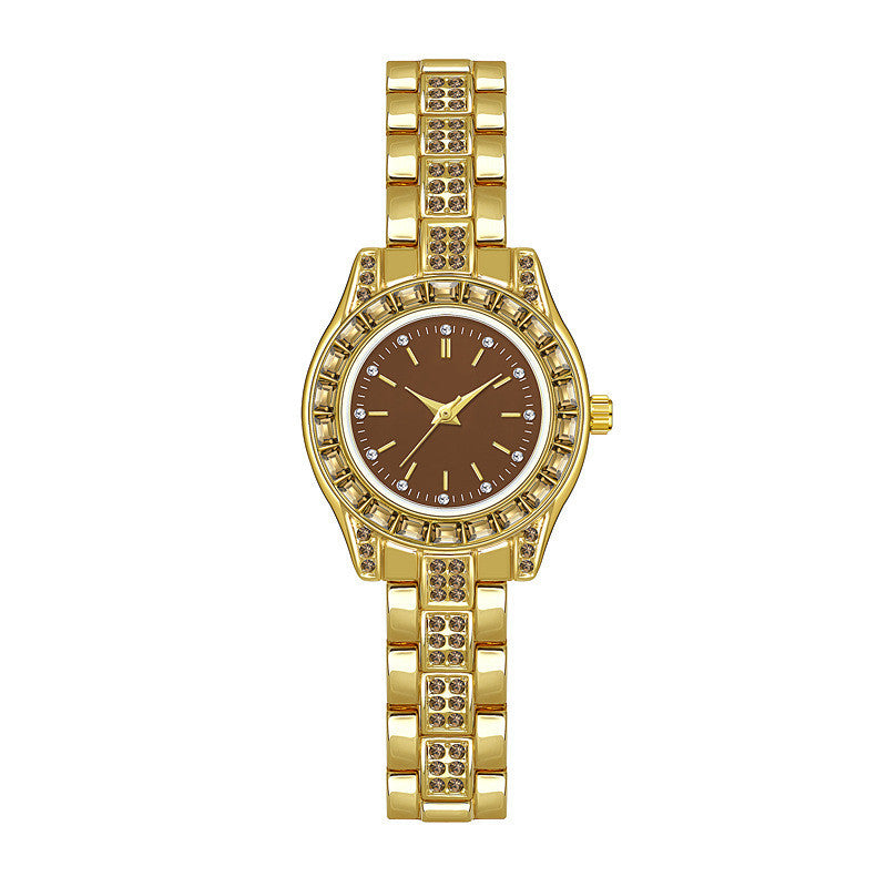 Reloj cuadrado diamante marrón claro lujo nicho