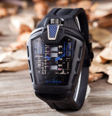Fashion hollow ghost head silicone belt quartz men's watch imitation mechanical watch