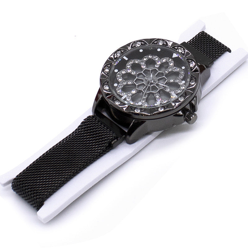 Reloj de esfera giratoria Micro Business Draining Turntable Quartz Ladies Watch