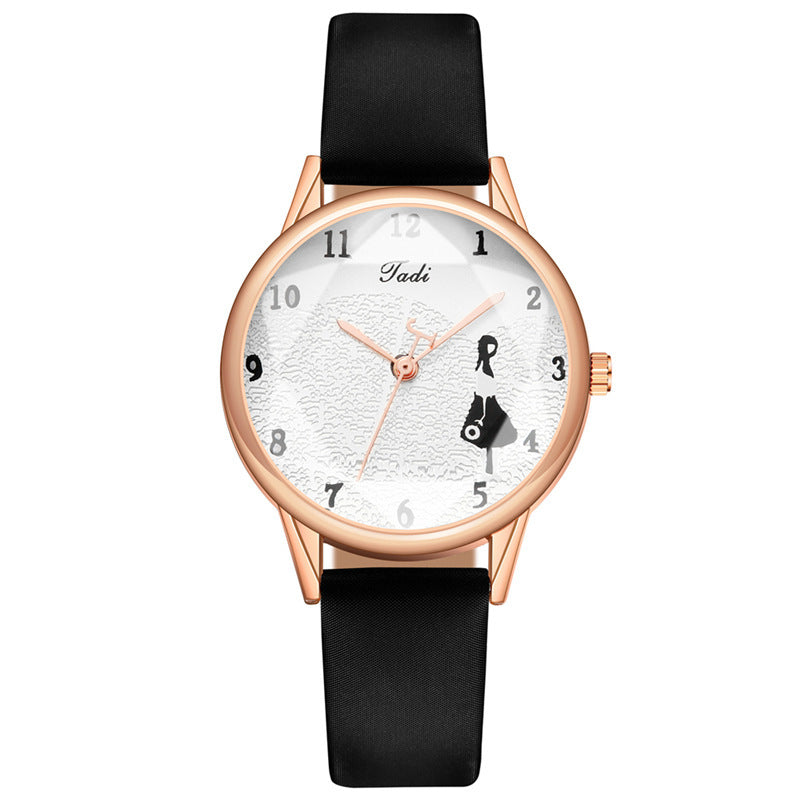 Reloj de cuarzo para mujer con diseño de niña creativa y minimalista