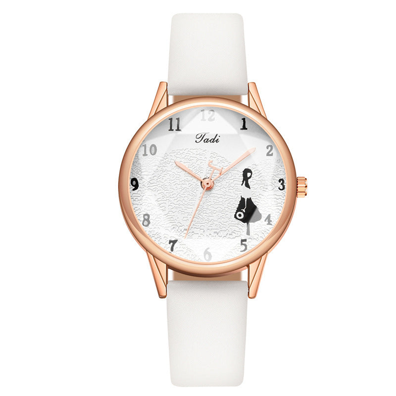Reloj de cuarzo para mujer con diseño de niña creativa y minimalista
