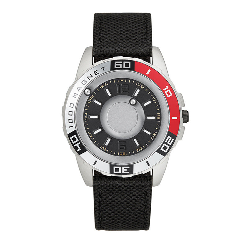 Reloj magnético de metal con tecnología negra.